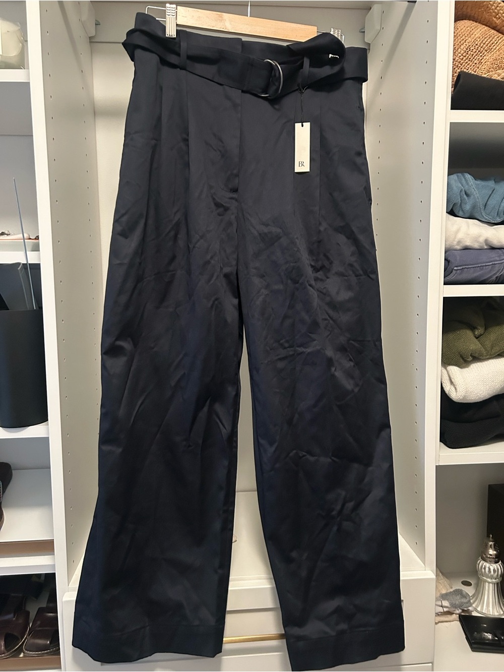 Banana Republic Navy Wide-Leg Belted Women's Pants